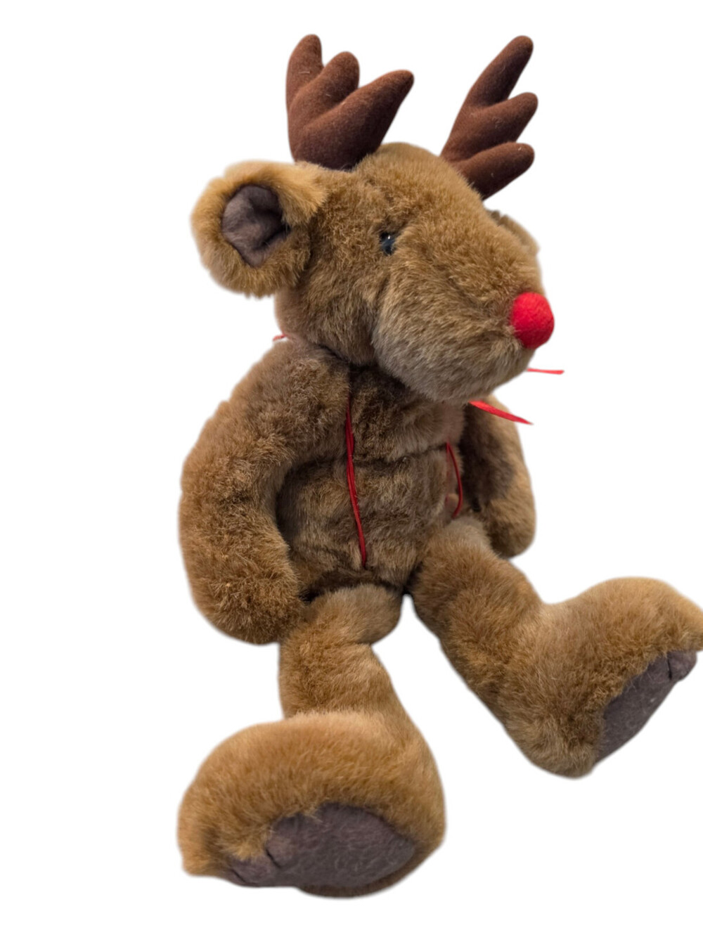 Vintage Christmas Plush Rudolph the Red-Nosed Reindeer 16” Jointed Beanie